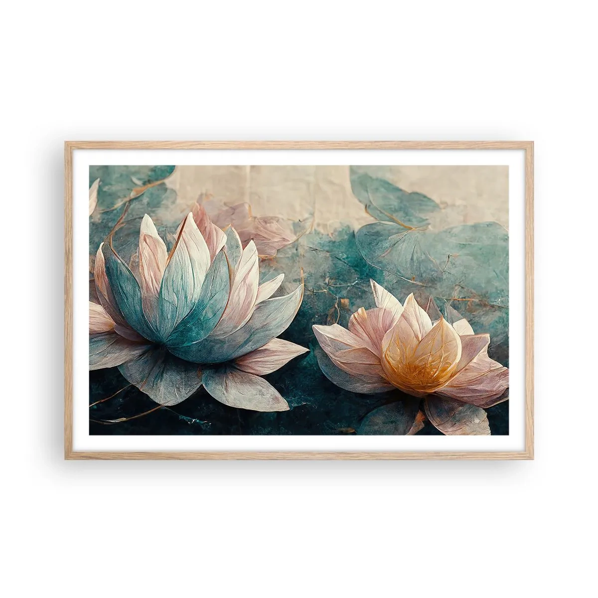 Affisch i ram av ljusek - Stjärnor i en sjö - 91x61 cm