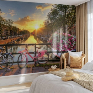 Fototapet Standard Eco - Vårmorgon i Amsterdam - Stad, amsterdam, Arkitektur - 450x315 cm