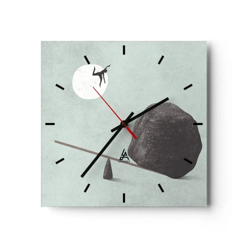 Väggklocka - Klocka på glas - Uppfylld dröm - 40x40 cm