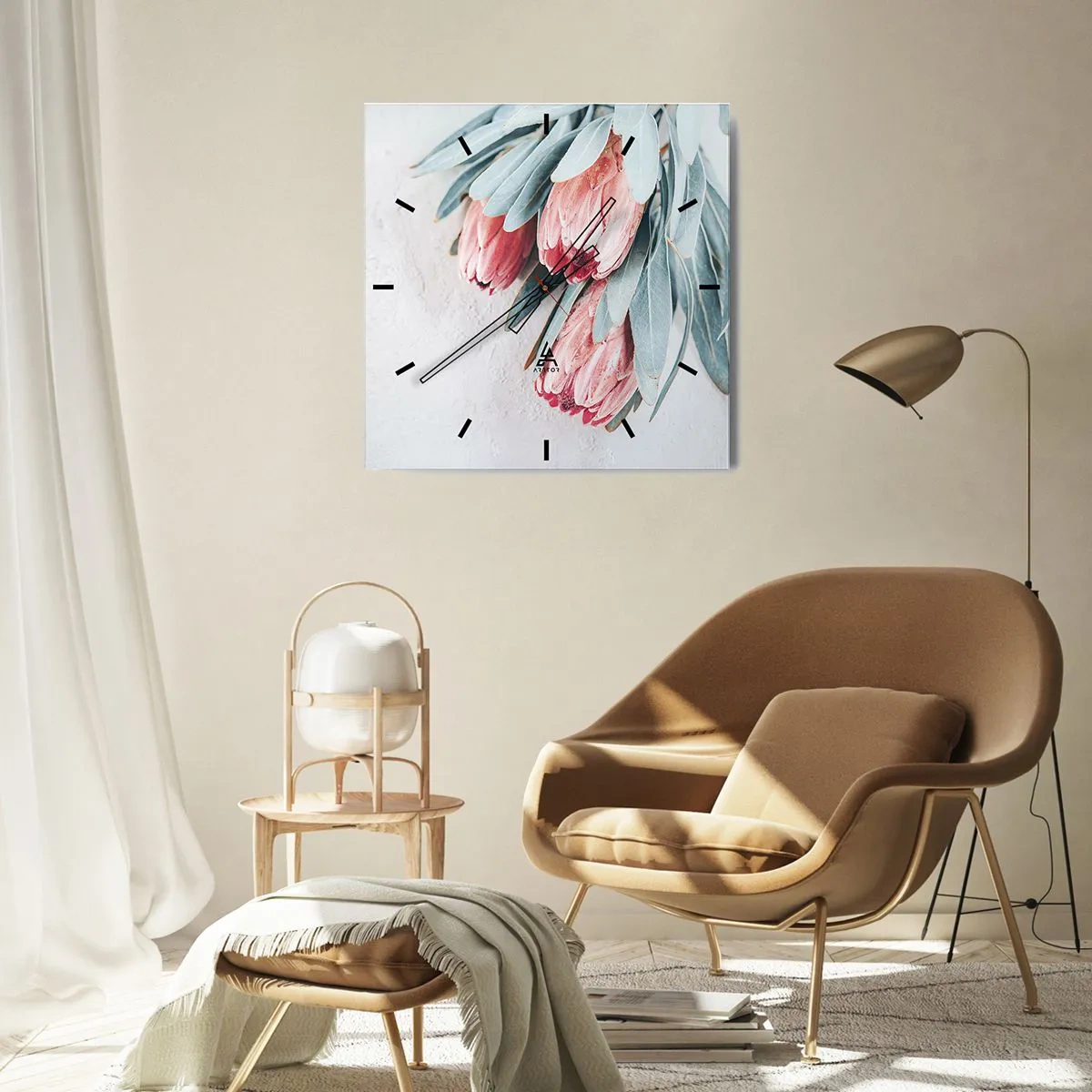 Väggklocka - Klocka på glas - Generad av sin skönhet - 30x30 cm