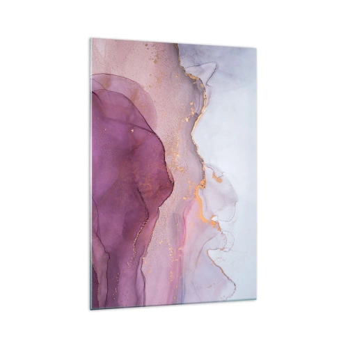 Glastavla - Bild på glas - Lila och violett vågor - 70x100 cm