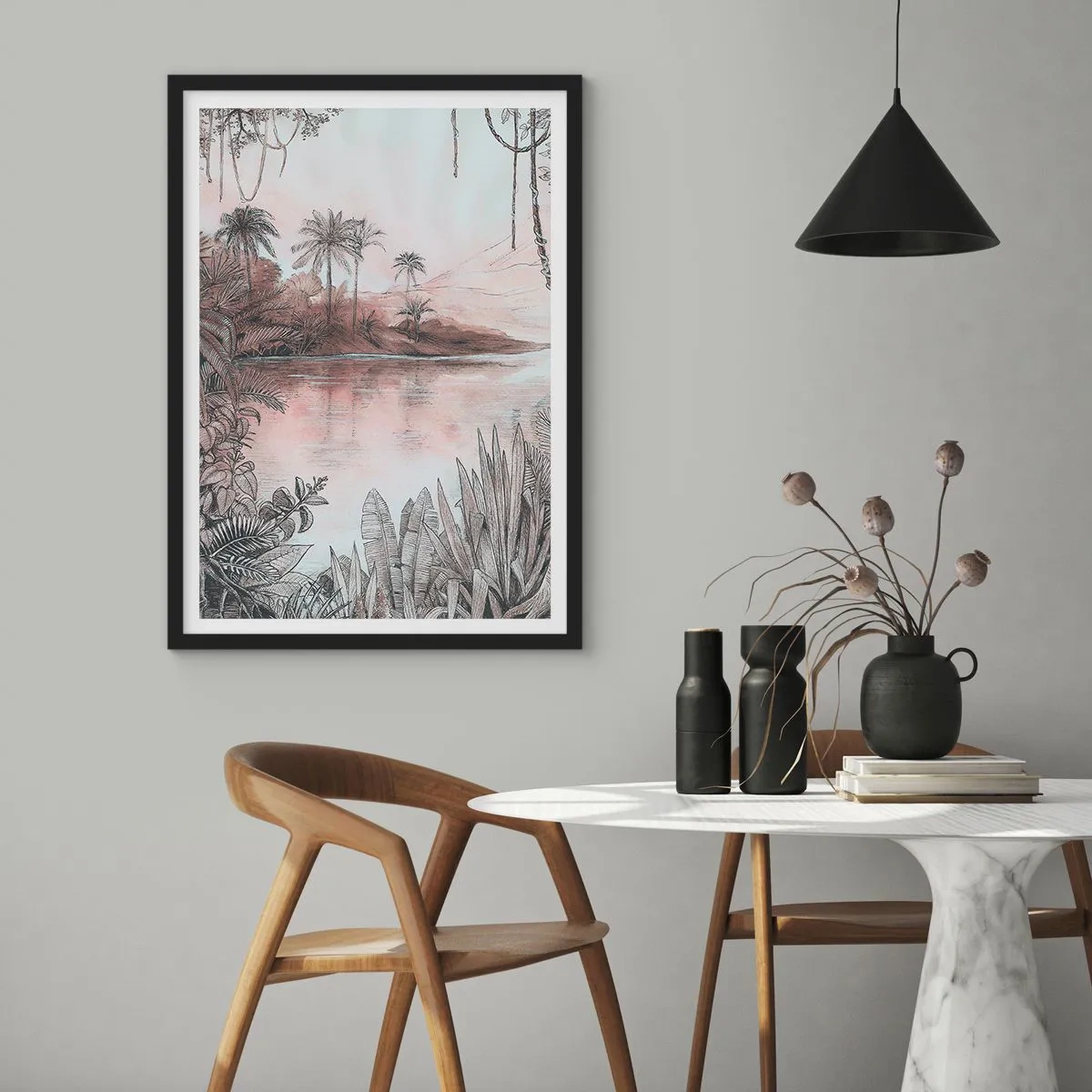 Affisch i svart ram - En upptäcktsresandes dagbok från 1800-talet - 30x40 cm