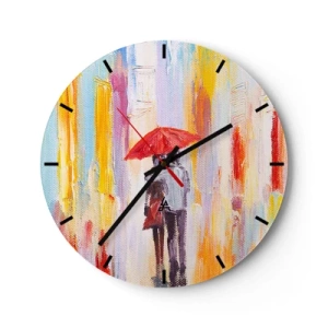 Väggklocka - Klocka på glas - Må det fortsätta regna - 40x40 cm