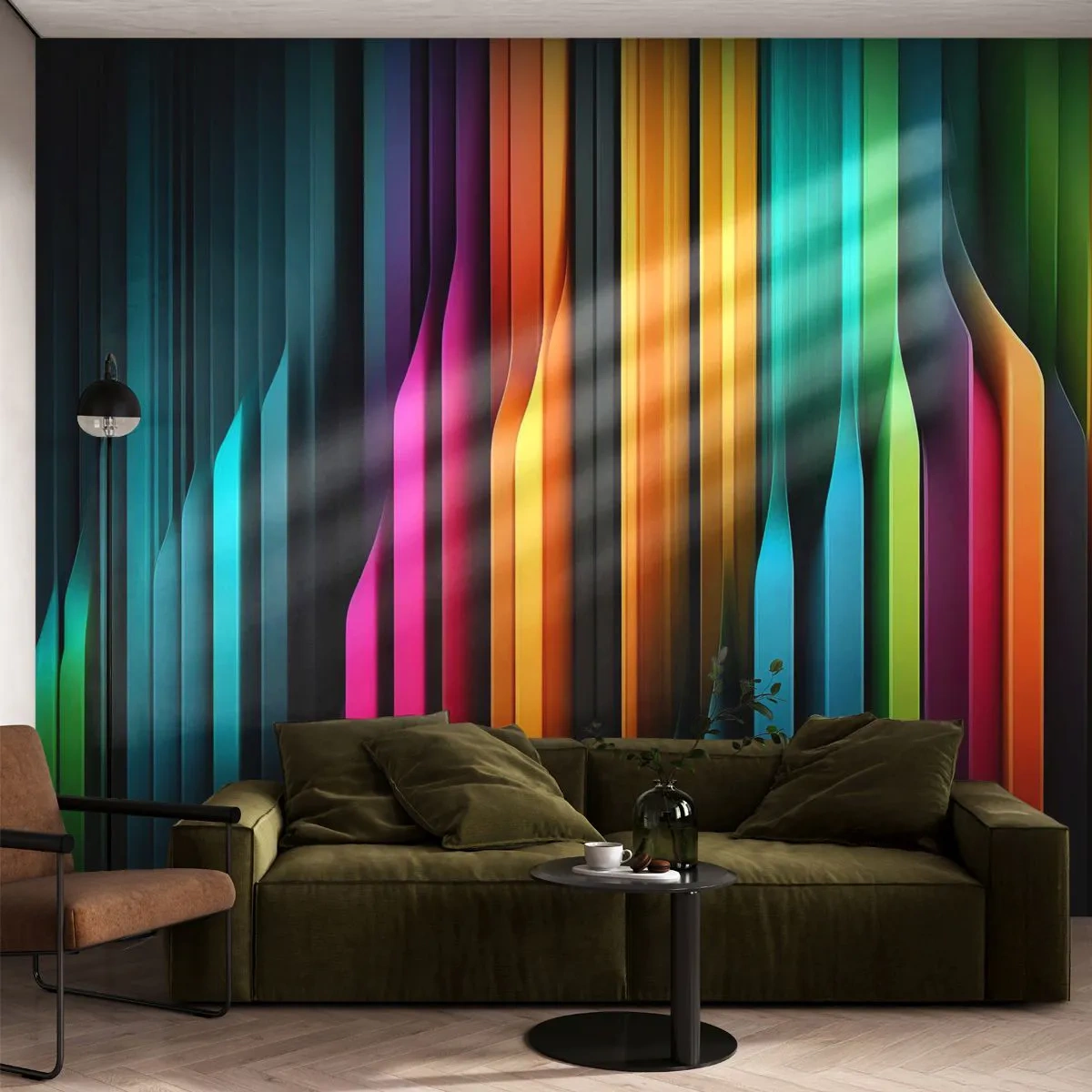 Fototapet Premium Canvas - Lysande orgel - Färgrik, Rader, Abstraktion - 250x175 cm