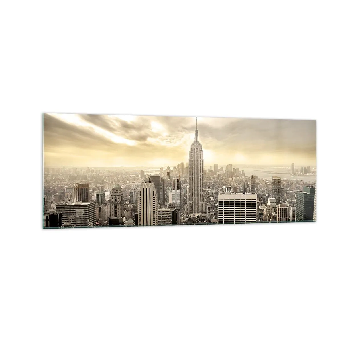 Glastavla - Bild på glas - New York i grånyanser - 140x50 cm