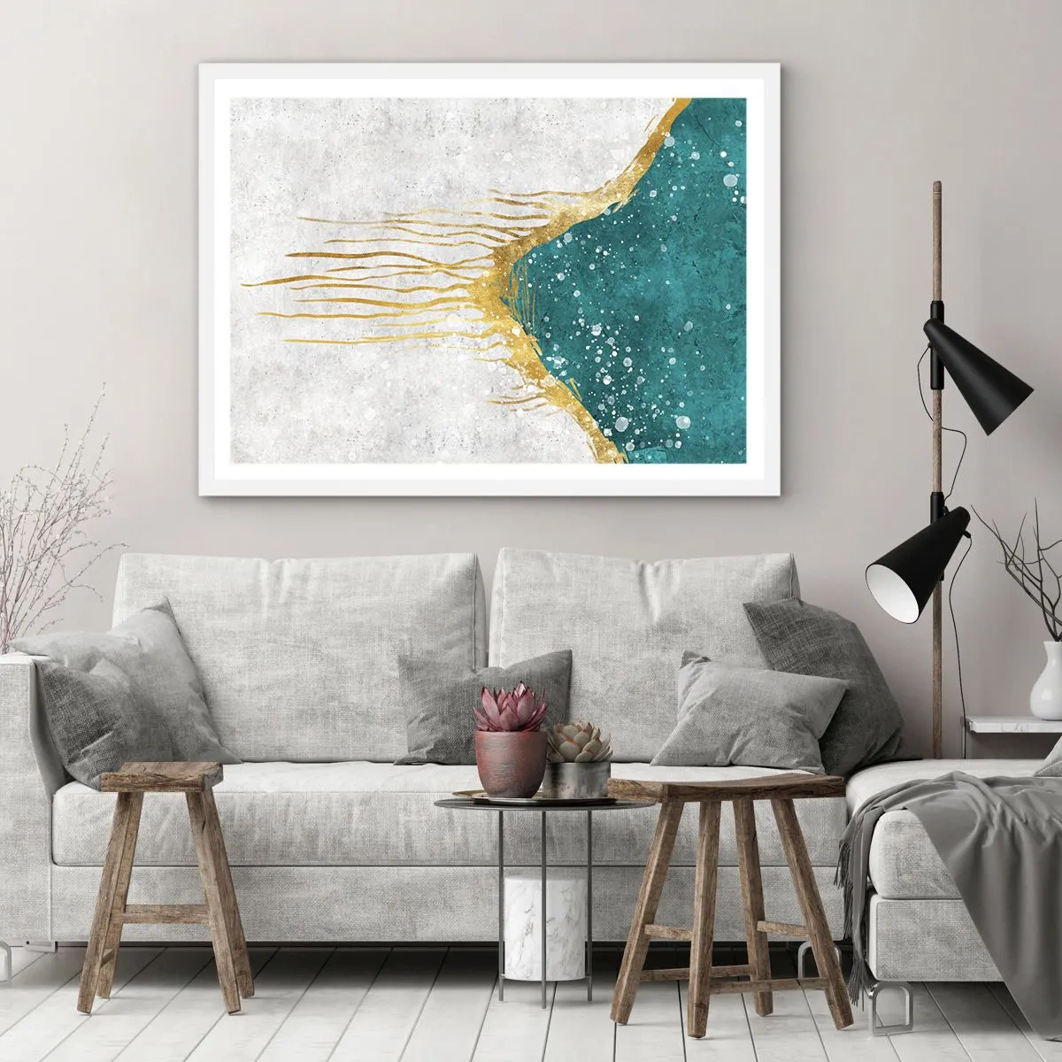 Affisch i vit ram - Gyllene tidvatten - 50x40 cm