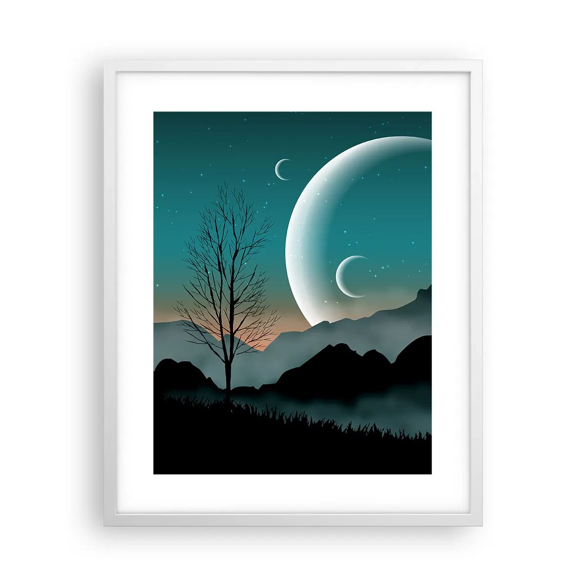 Affisch i vit ram - Stjärniga nattens karneval - 40x50 cm