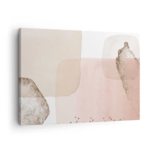 Canvastavla - Bild på duk - Pastellfärgade fläckar med gulddetaljer - 70x50cm - Titta genom färgen - Modern väggdekoration för vardagsrum och sovrum ARTTOR