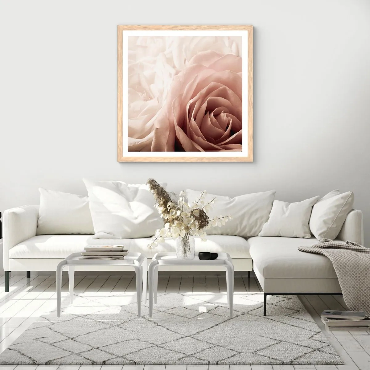 Affisch i ram av ljusek - I hjärtat av en ros - 60x60 cm