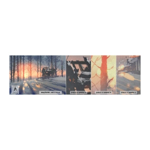 Provbit av fototapet Premium Sand - det är bara solen som tittar in här - Landskap, Skogsstuga, Skog - 100x30 cm