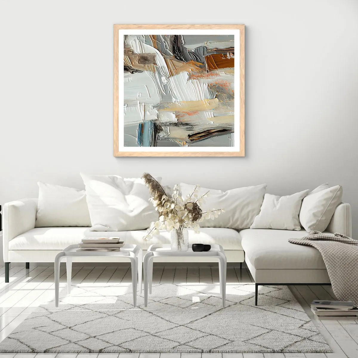 Affisch i ram av ljusek - Färgstarka lager på lager - 30x30 cm