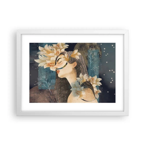 Affisch i vit ram - Sagan om drottning med liljor - 40x30 cm