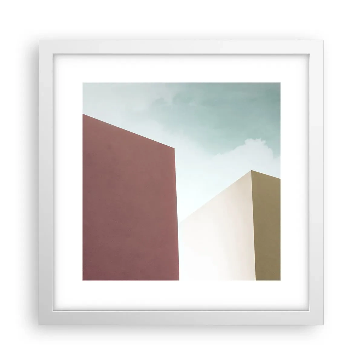 Affisch i vit ram - Geometri av en solig sommar - 30x30 cm