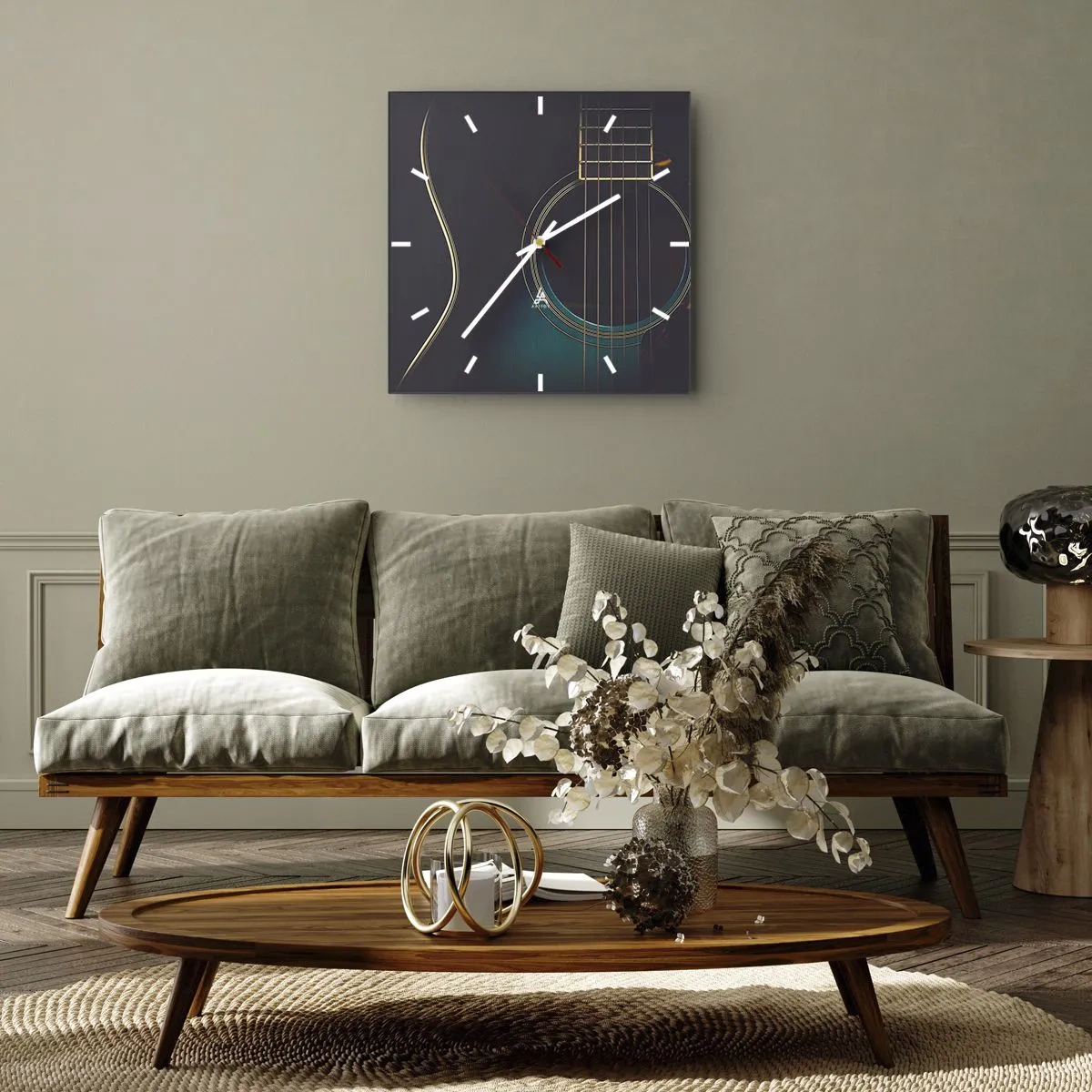Väggklocka - Klocka på glas - Ett ögonblick innan det ljuder - 40x40 cm