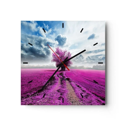 Väggklocka - Klocka på glas - Ljunghed - 30x30 cm