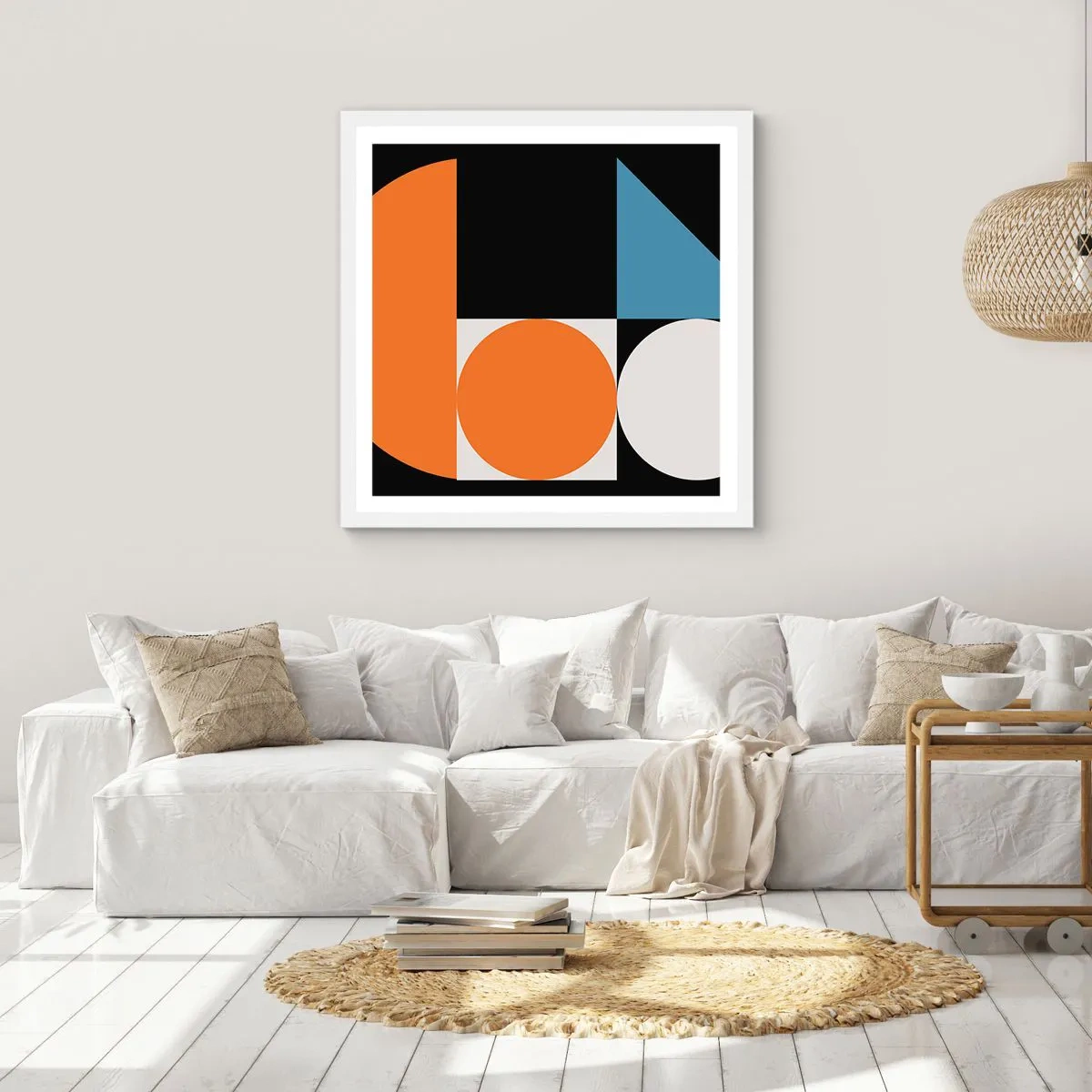 Affisch i vit ram - Geometriska figurer - 40x40 cm