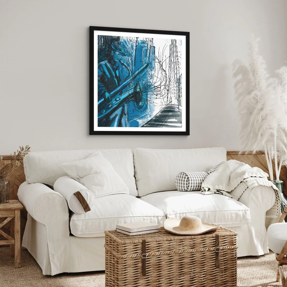 Affisch i svart ram - Stadsrapsodi - 60x60 cm