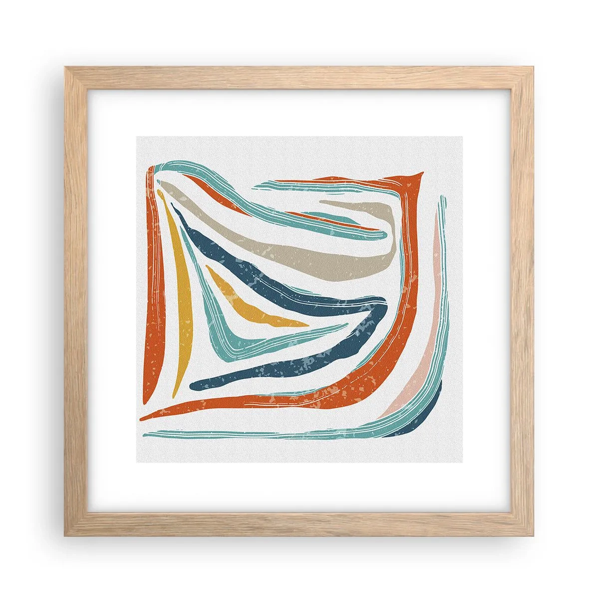 Affisch i ram av ljusek - Vänligt leende abstraktion - 30x30 cm