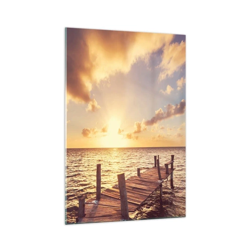 Glastavla - Bild på glas - Gyllene mildhetslandskap - 70x100 cm