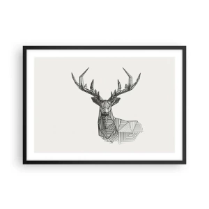 Affisch i svart ram - Hjort i kubistisk stil - 70x50 cm