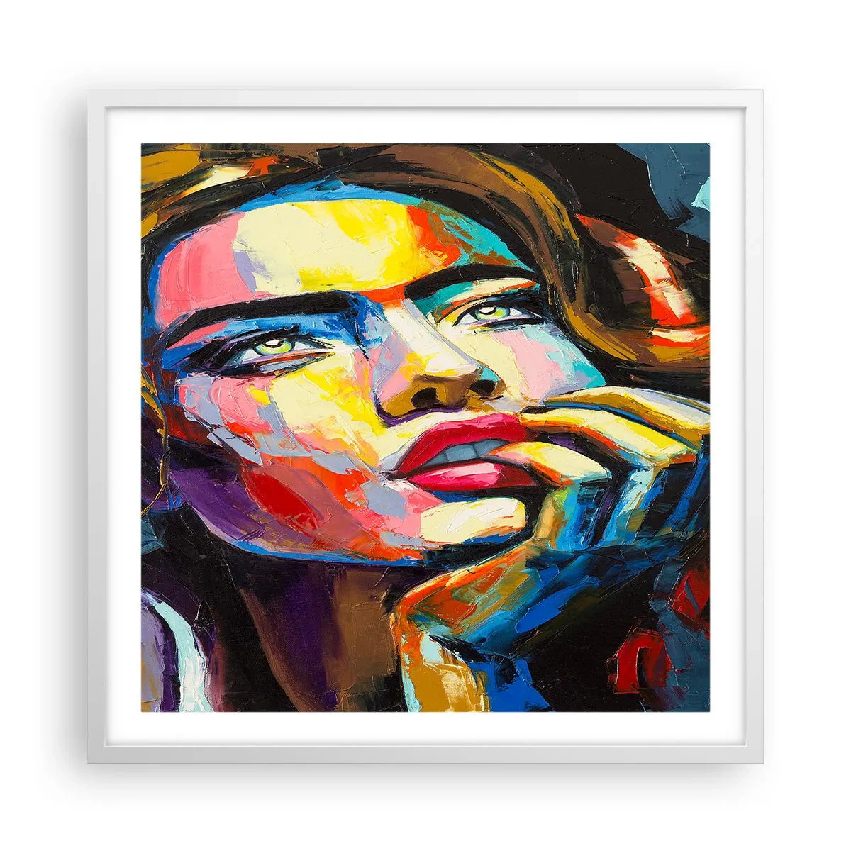 Affisch i vit ram - Drömmar seglar i himlen som fåglar - 60x60 cm