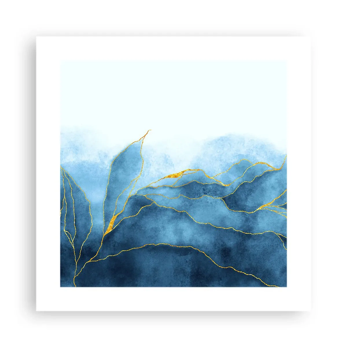 Affisch - Blått i guld - 40x40 cm
