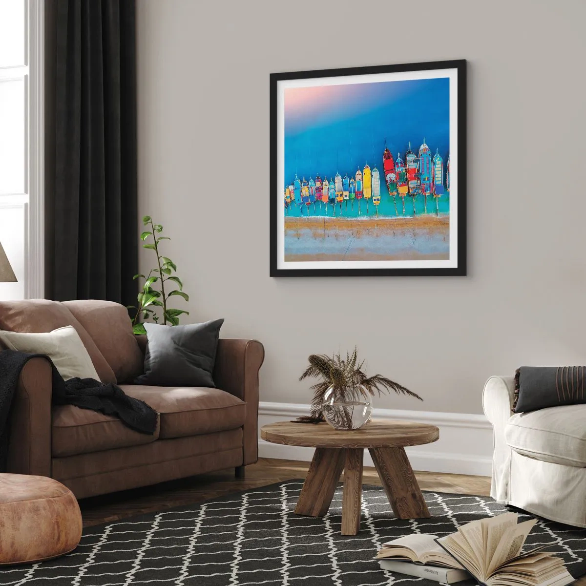 Affisch i svart ram - Ur fågelperspektivet - 50x50 cm