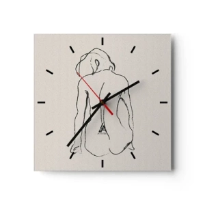 Väggklocka - Klocka på glas - Naken flicka - 30x30 cm