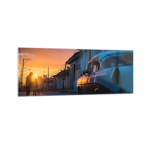 Glastavla - Bild på glas - Här bromsar tiden - 140x50 cm