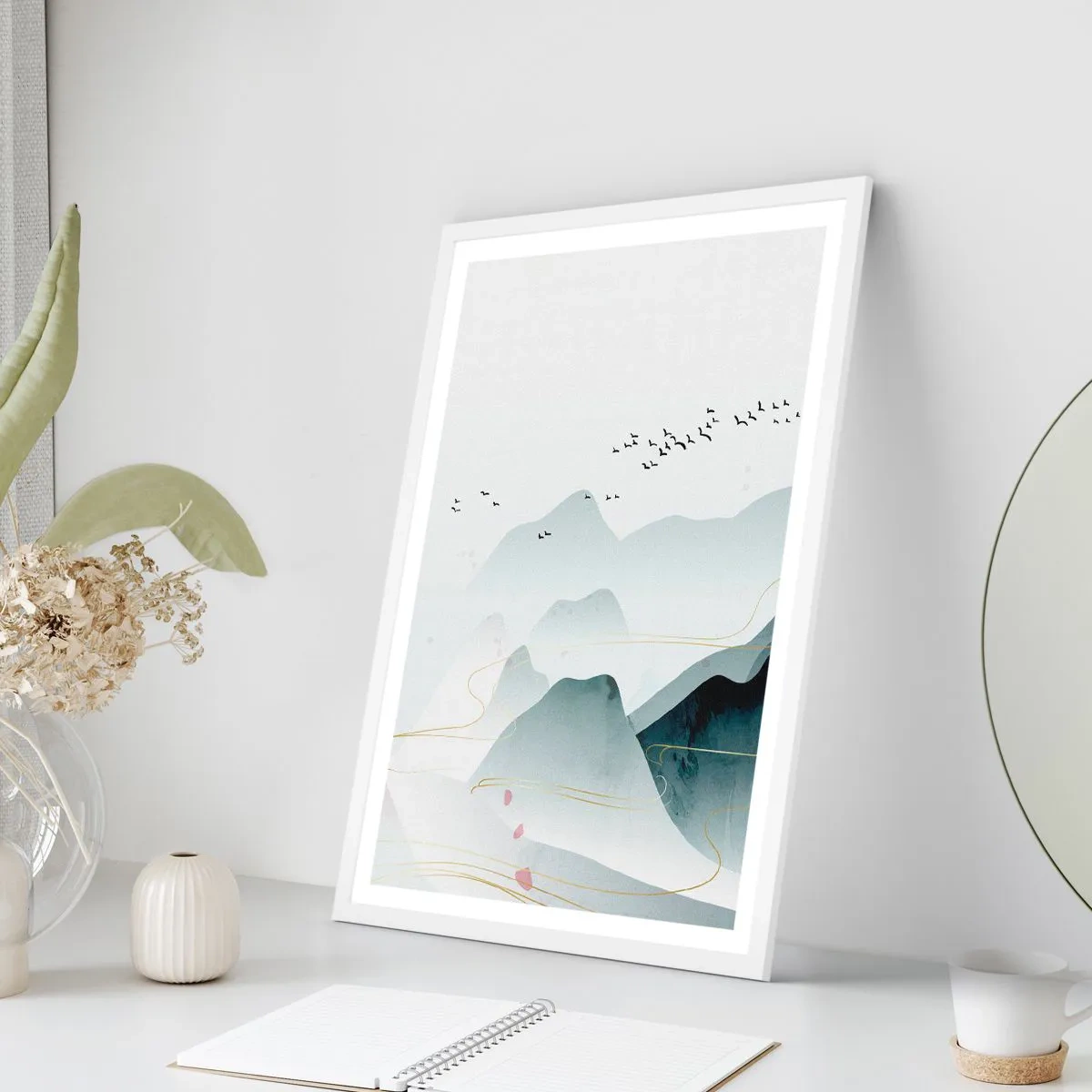 Affisch i vit ram - Över topparna - 61x91 cm