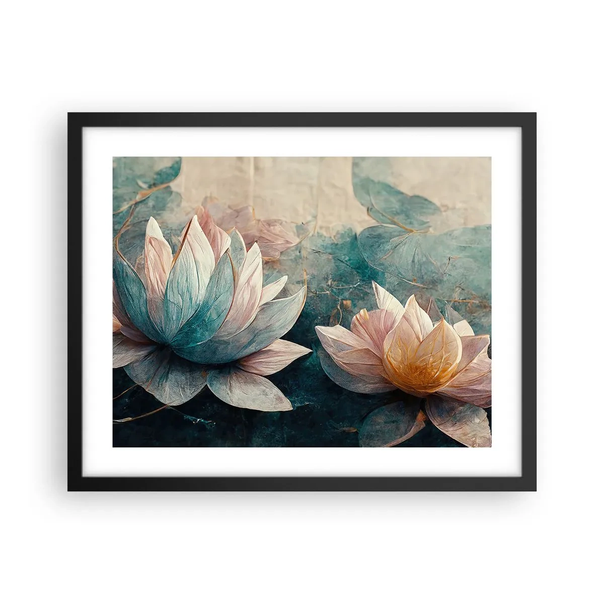 Affisch i svart ram - Stjärnor i en sjö - 50x40 cm