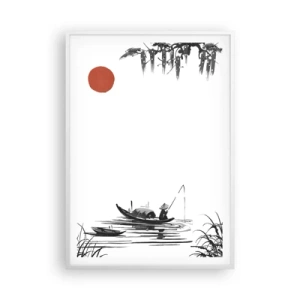 Affisch i vit ram - Asiatisk eftermiddag - 70x100 cm