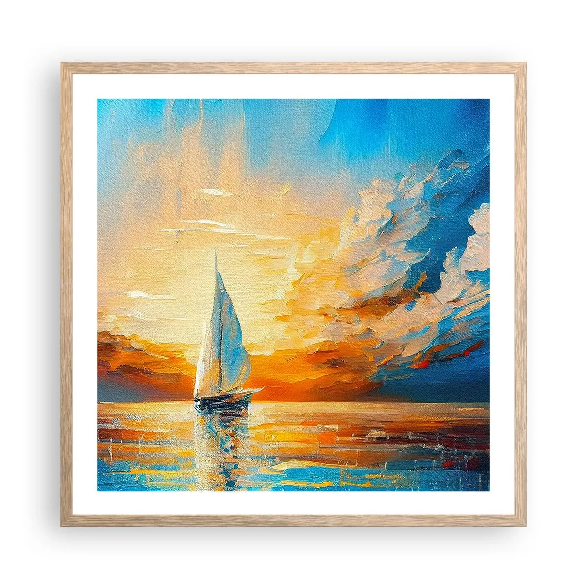 Affisch i ram av ljusek - Segla i gult - 60x60 cm