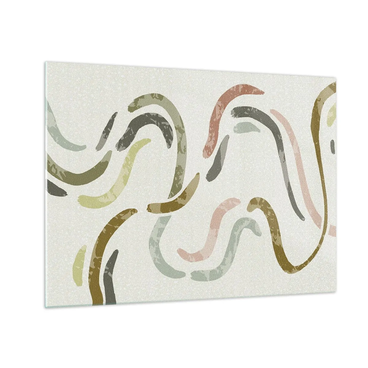Glastavla - Bild på glas - Vågiga färgglada former på en ljus bakgrund - 70x50cm - Abstraktionens glada dans - Modern väggdekoration för vardagsrum och sovrum ARTTOR