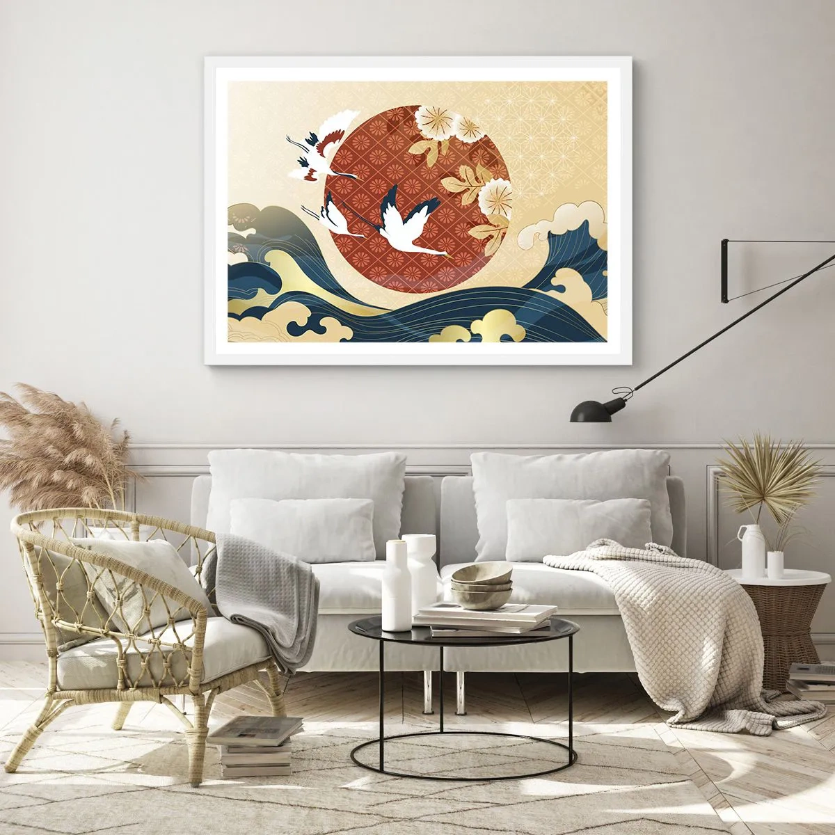 Affisch i vit ram - Japansk saga - 91x61 cm