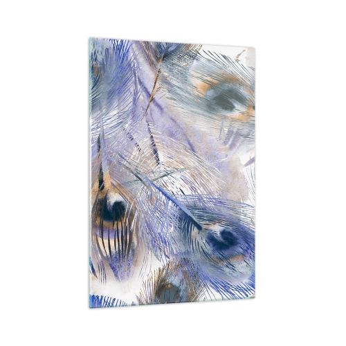 Glastavla - Bild på glas - Komposition med påfågelsfjädrar - 70x100 cm