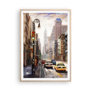 Affisch i ram av ljusek - New York - färgglad också i regnet - 70x100 cm