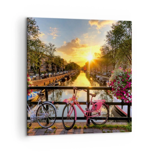 Canvastavla - Bild på duk - Vårmorgon i Amsterdam - 60x60 cm