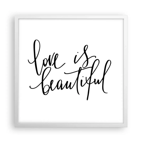 Affisch i vit ram - Läs och upprepa - 50x50 cm