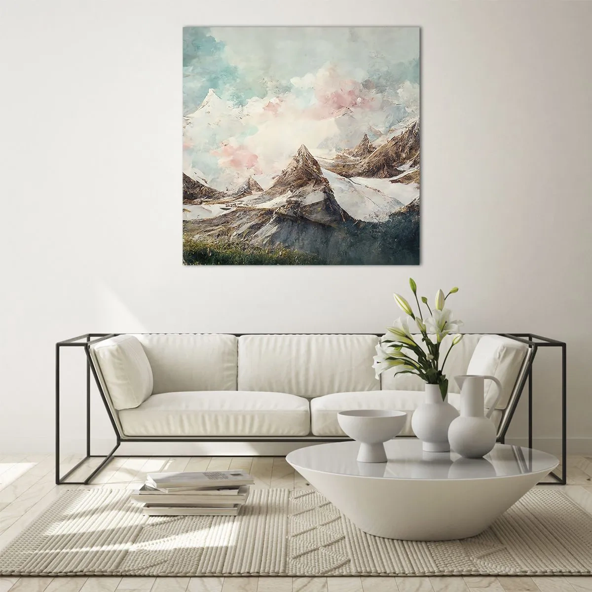 Glastavla - Bild på glas - Steniga blad - 60x60 cm