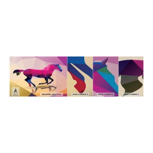 Provbit av fototapet Premium Sand - Kubismen lever - Djur, Häst, Geometrisk figur - 100x30 cm