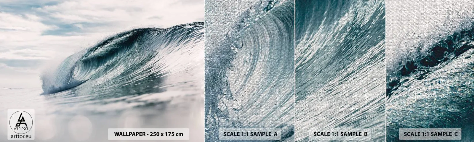 Provbit av fototapet Premium Canvas - Vattentopp - Havsvåg, Hav, Hav - 100x30 cm