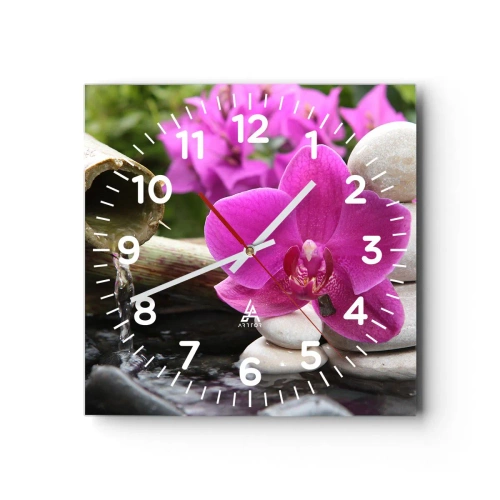 Väggklocka - Klocka på glas - Så kopplar du av - 30x30 cm