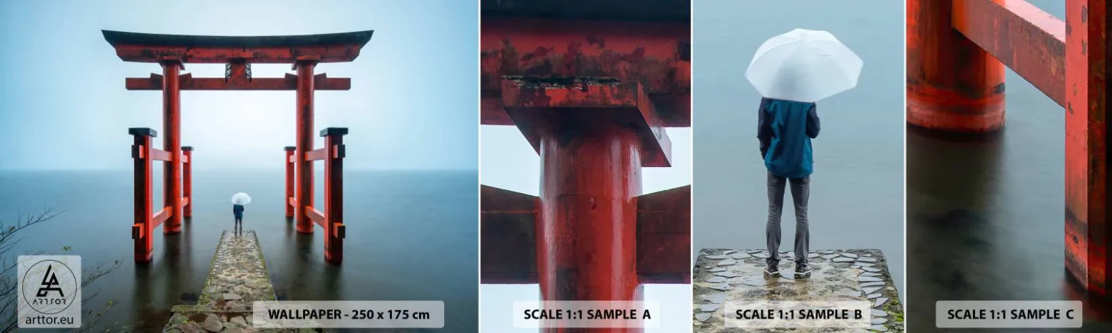 Provbit av självhäftande fototapet Deluxe Sticker - Japansk begrundan - Asien, Hakone tempel, Japan - 100x30 cm