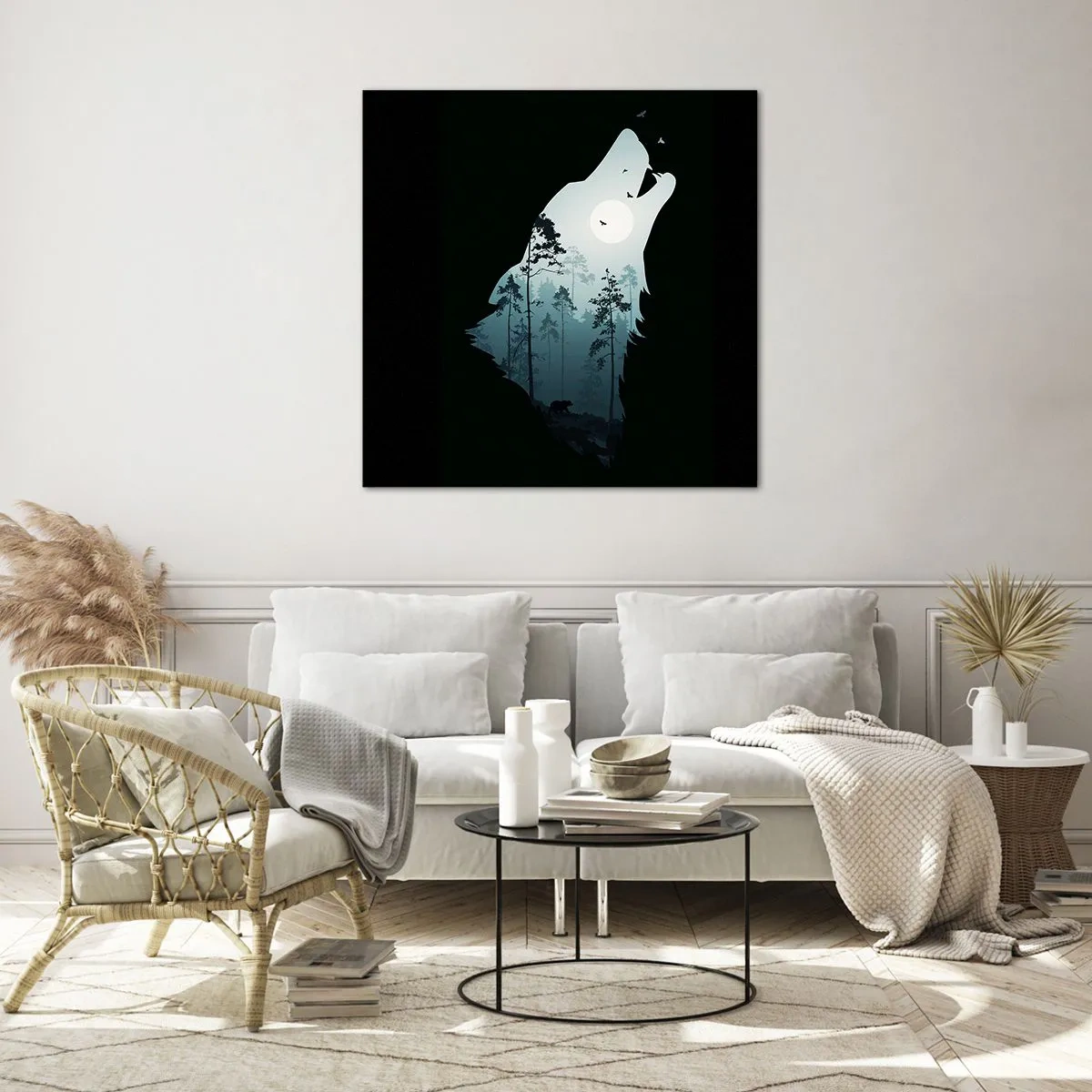 Glastavla - Bild på glas - Skogsnattens röst - 50x50 cm