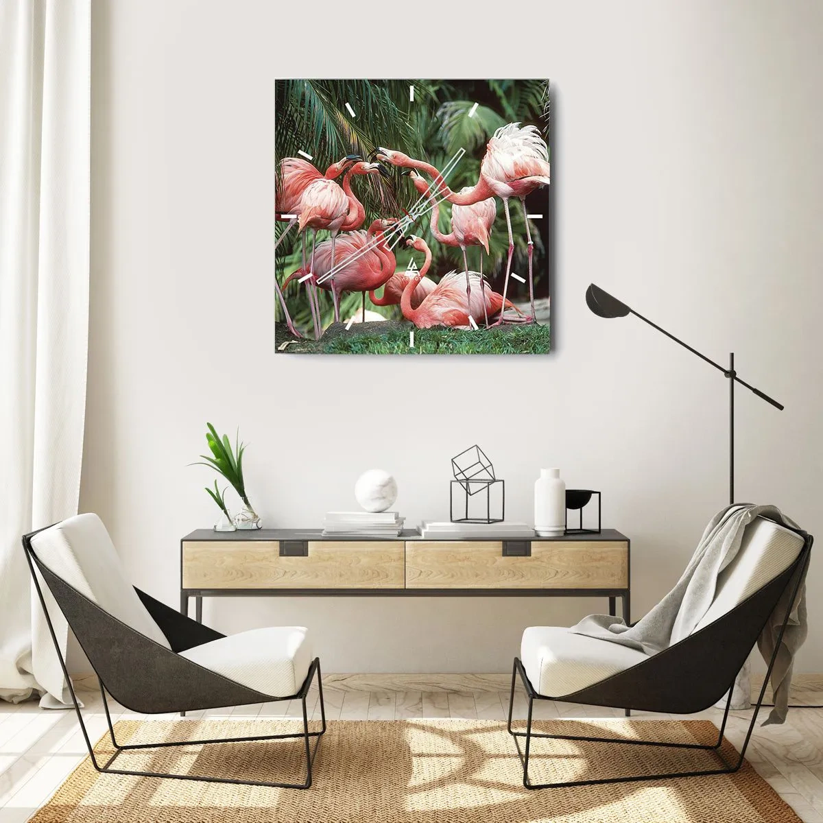 Väggklocka - Klocka på glas - Eftermiddags skvaller - 40x40 cm