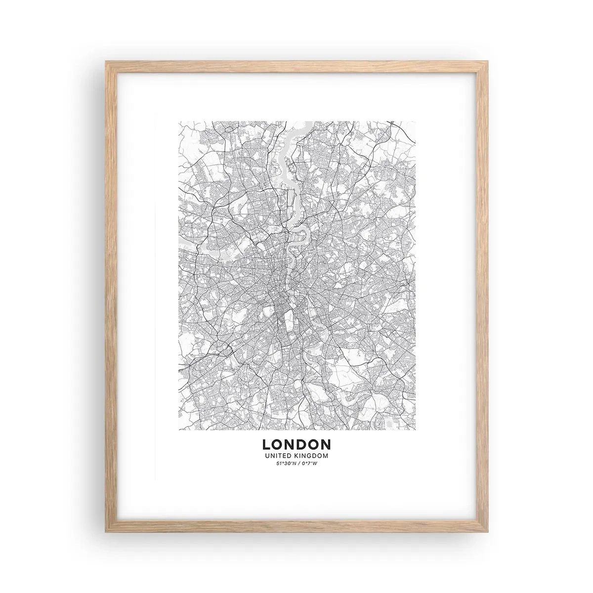 Affisch i ram av ljusek - Karta över London-labyrinten - 40x50 cm