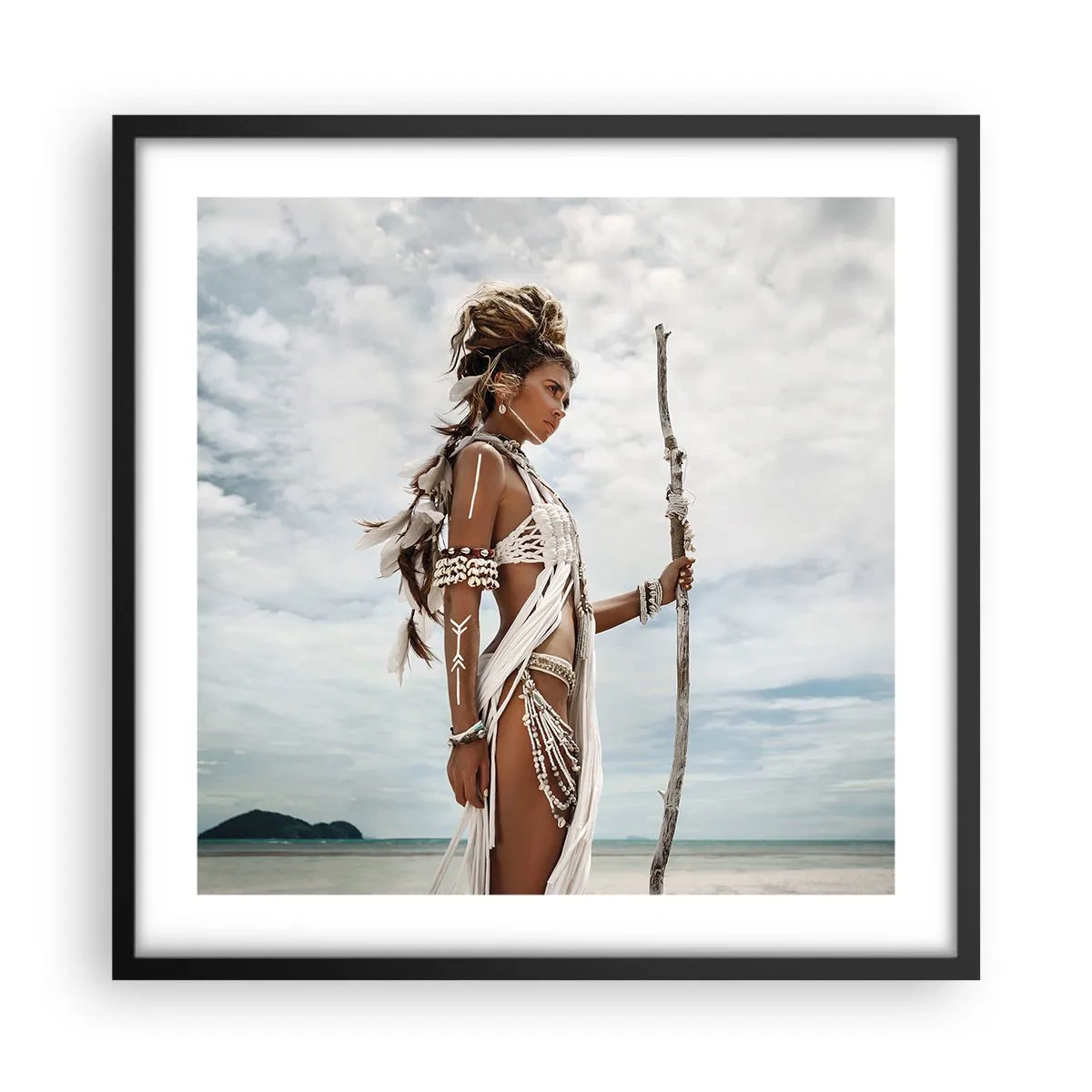 Affisch i svart ram - Tropikens drottning - 50x50 cm