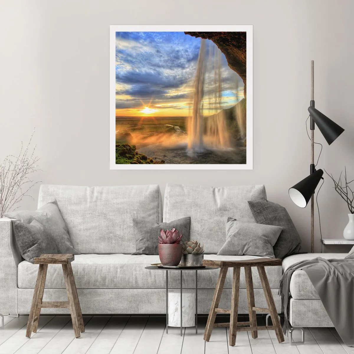 Affisch - Världen bakom ridå av droppar - 40x40 cm