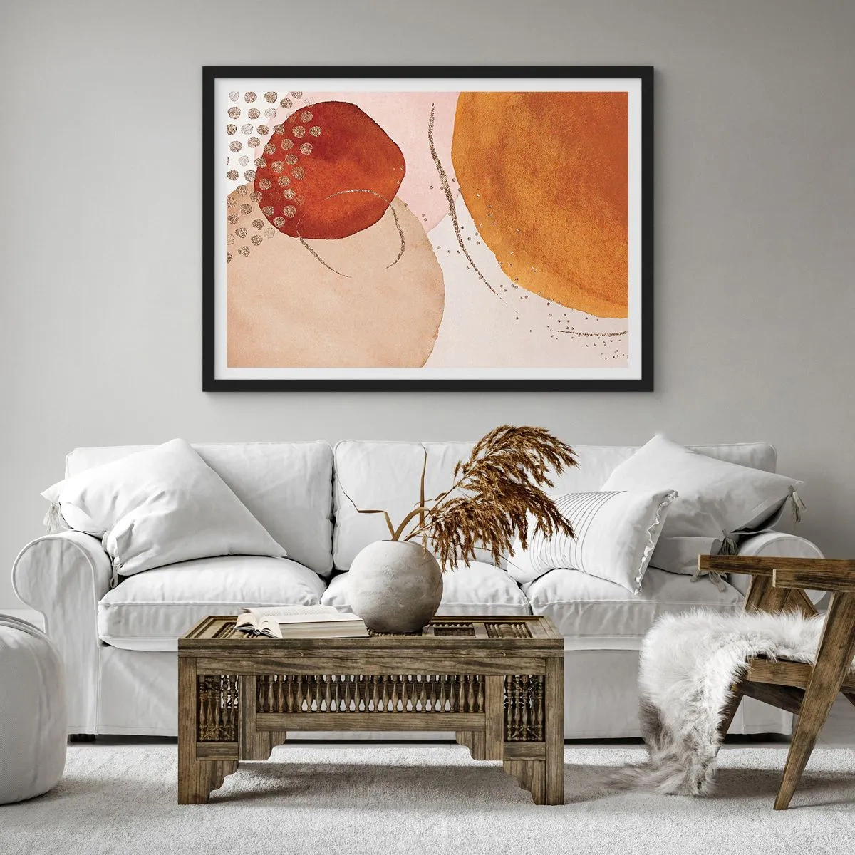 Affisch i svart ram - Rundhet och rörelse - 100x70 cm